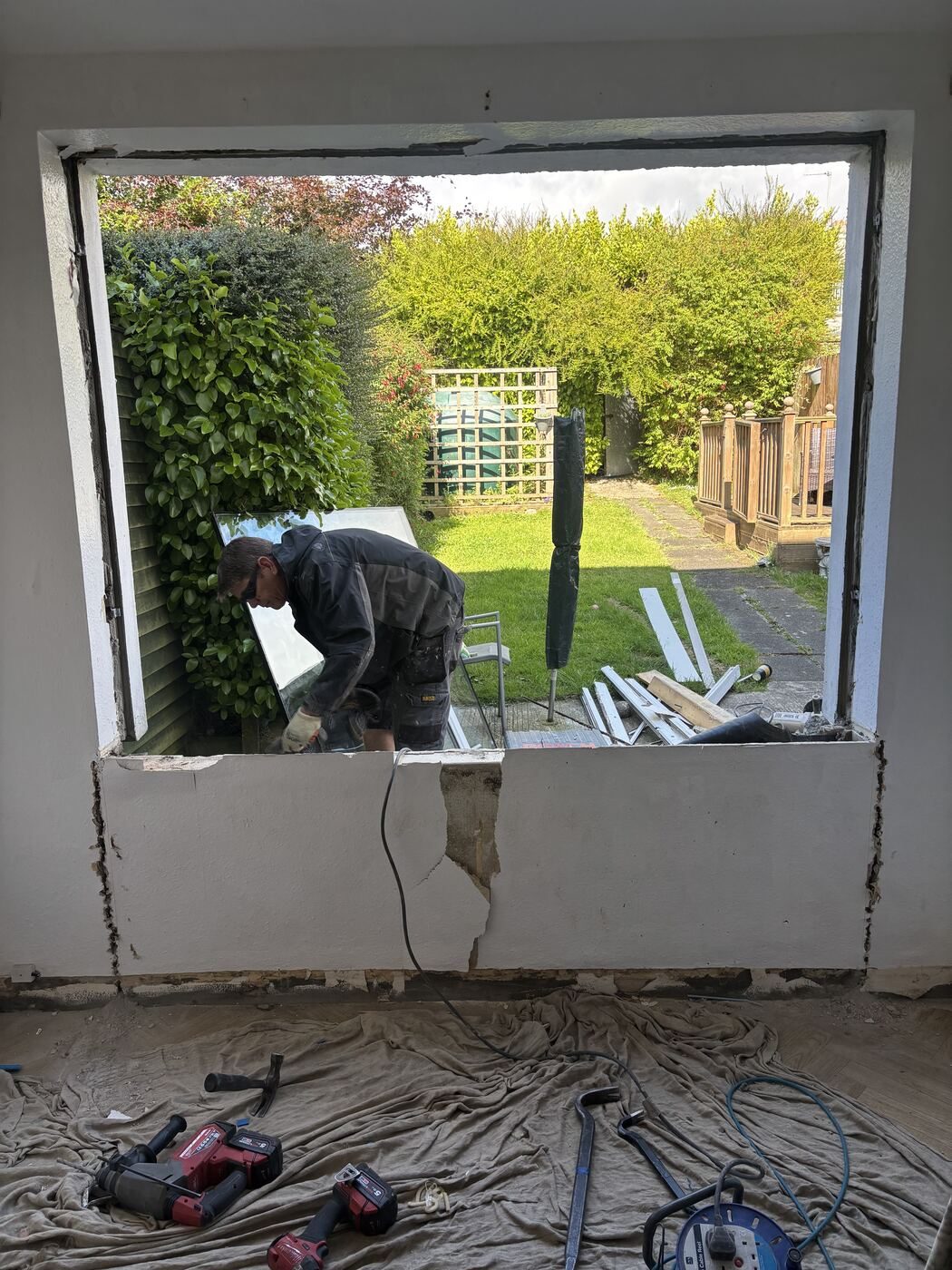 uPVC window opening being prepared for installation